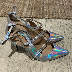 Banana Republic Silver Hologram Heels SZ 10